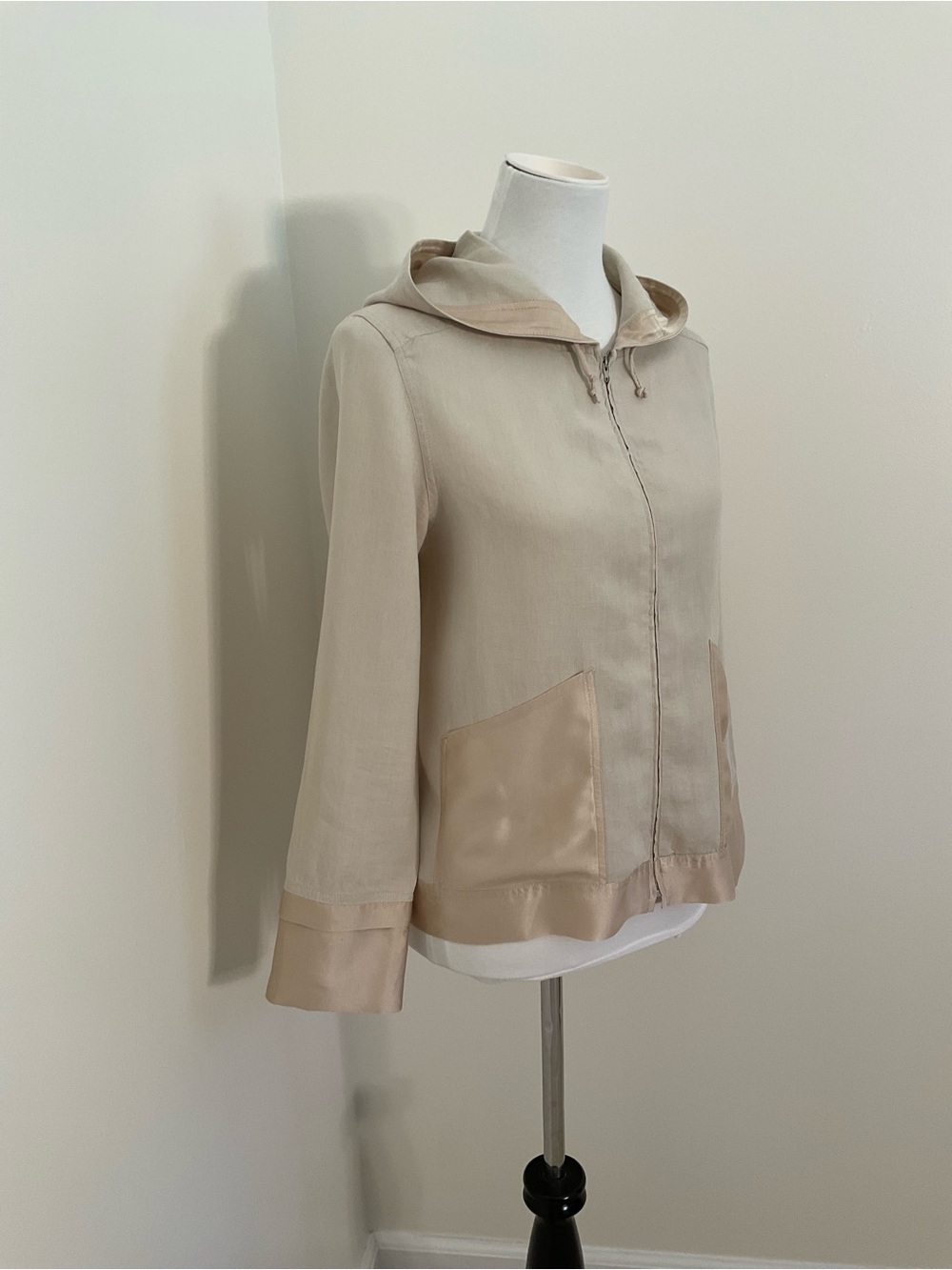 Sigrid Olsen Beige Hooded Utility Jacket - Picture 3 of 9